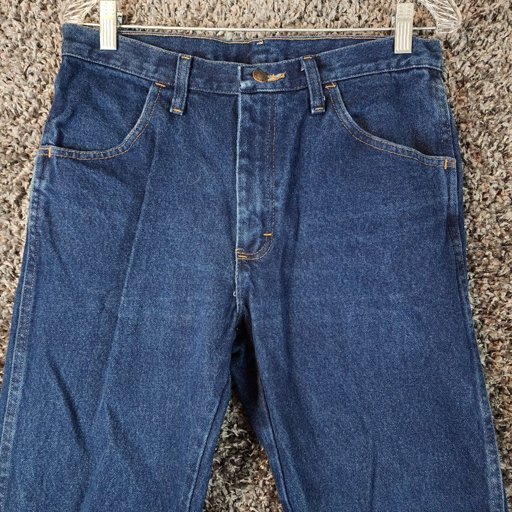 Vintage Rustler Mens Straight Dark Blue Jeans 32x30 Regular Blue Size US 32 / EU 48 - 2 Thumbnail