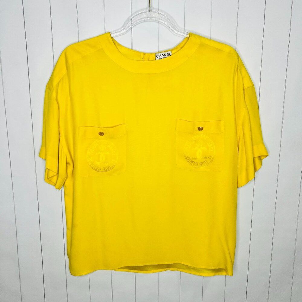 Chanel CHANEL Boutique Vintage Gorgeous Golden Yellow CC 100% Silk Size L / US 10 / IT 46 - 1 Thumbnail