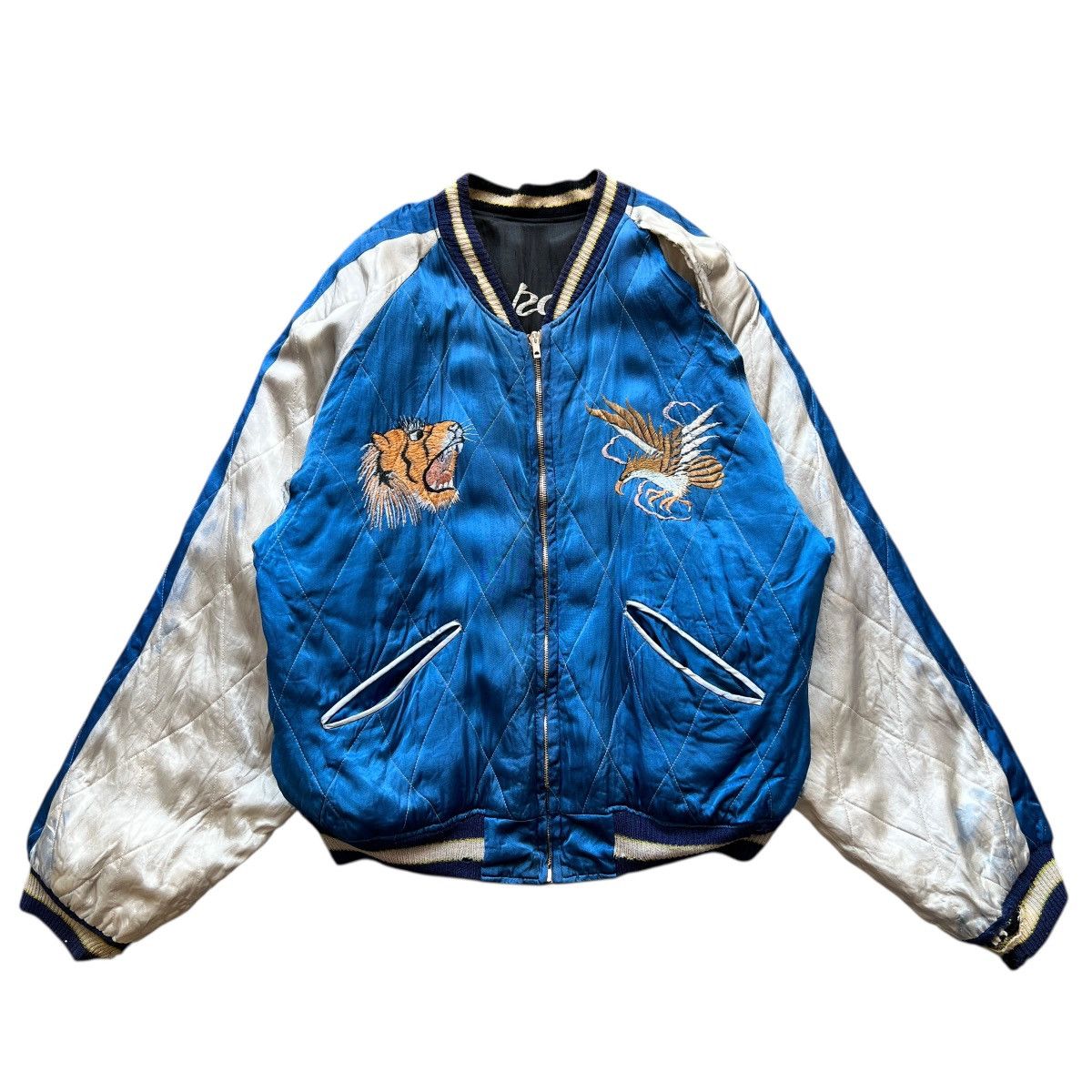 Vintage 🔥 50s WWII SUKAJAN SOUVENIR ANIMAL MOTIVE BOMBER JACKET Size US L / EU 52-54 / 3 - 6 Thumbnail