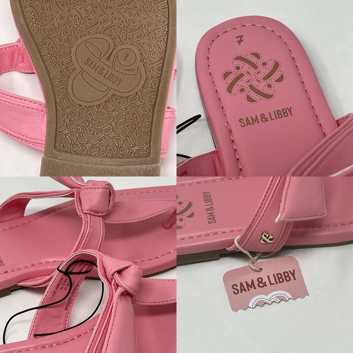 Vintage Sam & Libby Pink Thong Square Toe Sandal New w/ Tag Sz 7 Women Grailed
