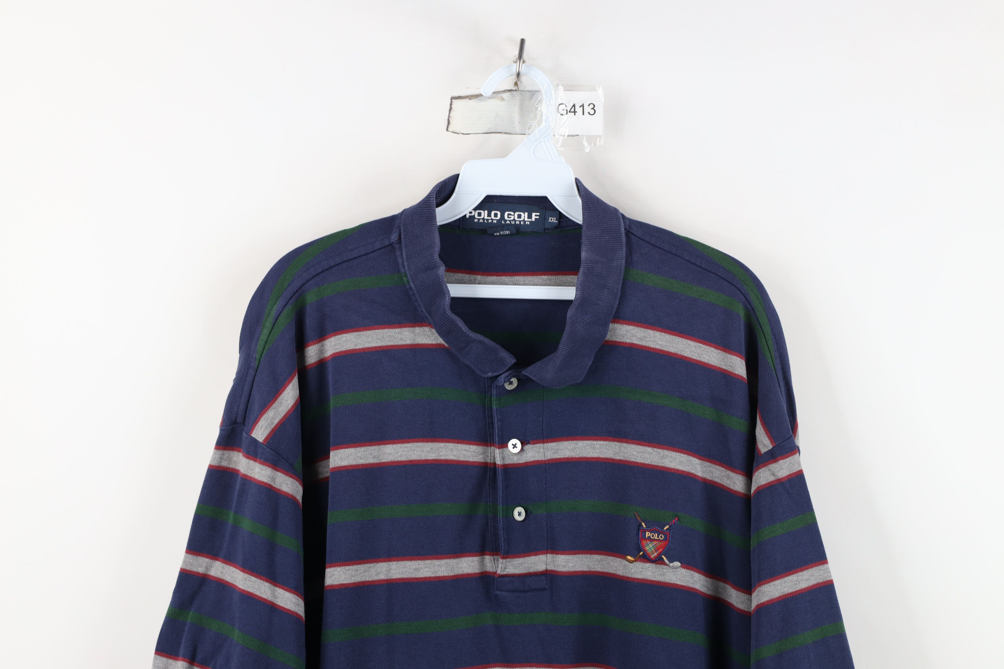 Ralph Lauren Vintage 90s Polo Golf Ralph Lauren Crest Striped Polo USA Size US XXL / EU 58 / 5 - 2 Thumbnail