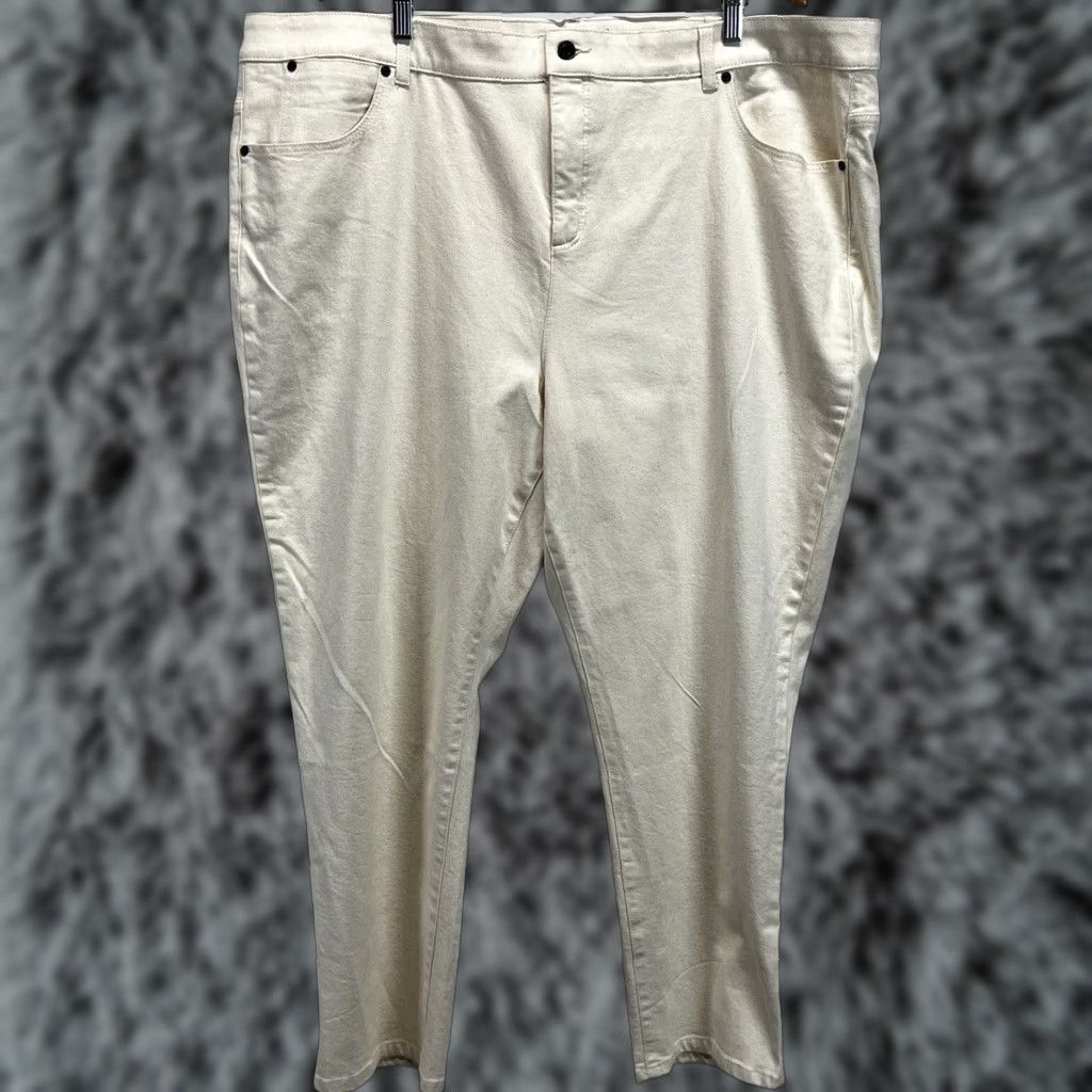 Talbots Talbots Simply Flattering Womens Plus Size Ankle Jeans 26W Crop Denim Ecru/Cream Size 26" / US 2 / IT 38 - 1 Thumbnail