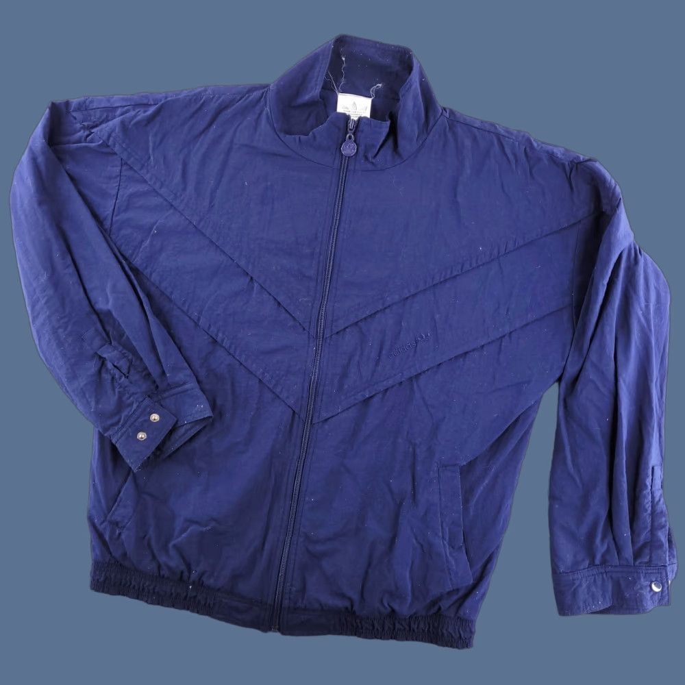 Adidas VINTAGE adidas Track Jacket Mens Large 90s Monochrome Nylon Windbreaker Blue Size US L / EU 52-54 / 3 - 1 Thumbnail