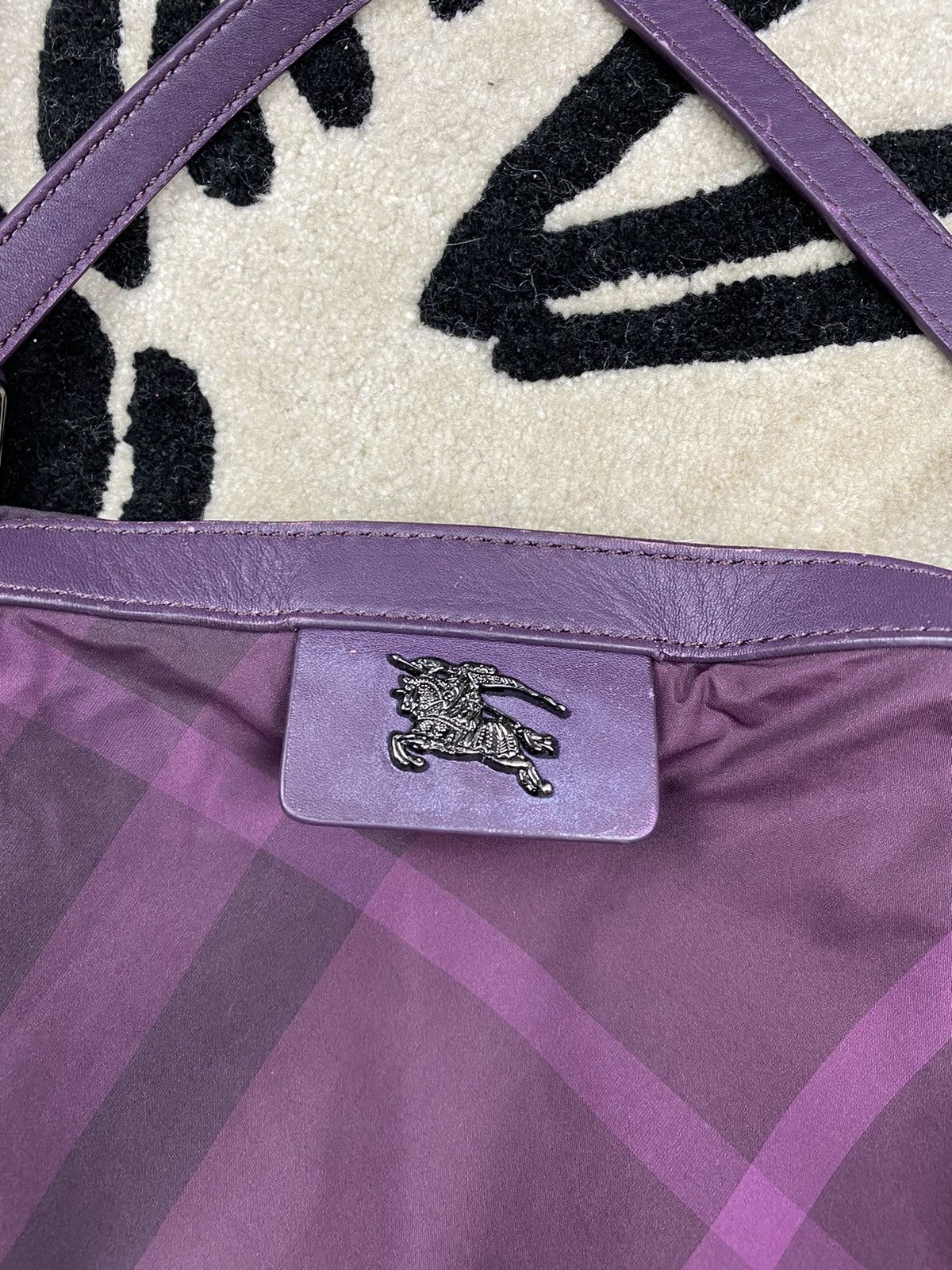 Burberry Burberry Nova Check Purple Nylon Tote Bag Size ONE SIZE - 4 Thumbnail
