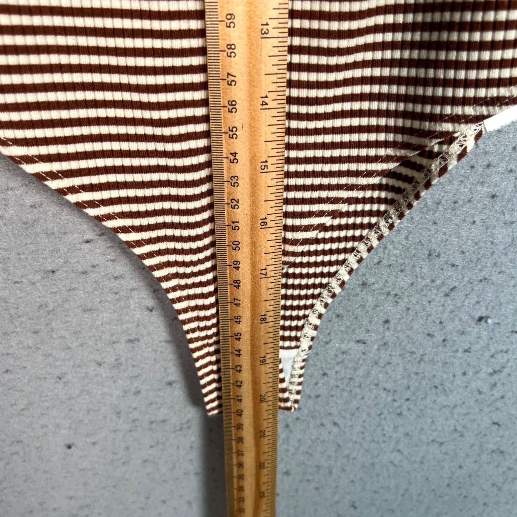 Reformation Reformation Bodysuit Shirt Womens Small Brown White Striped Ribbed Sleeveless Spandex Tencel Casual Spring Summer Basic Stretch Womens S Bodysuit Size S / US 4 / IT 40 - 6 Thumbnail