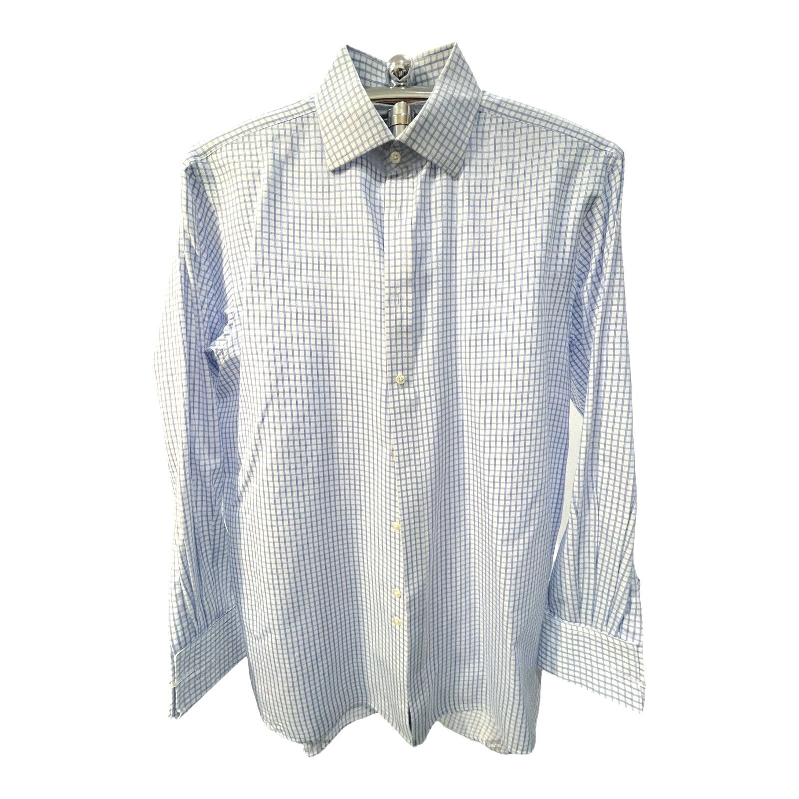 Thomas Pink 🔴 Thomas Pink Button Down Shirt - White/Blue Checked Size US M / EU 48-50 / 2 - 2 Thumbnail