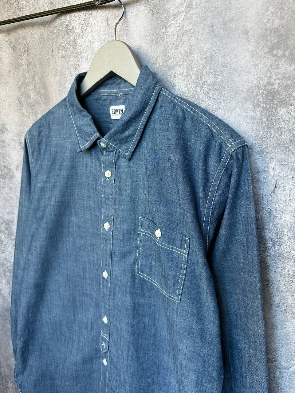 Edwin Edwin Japan Jeans Shirt Button Up Vintage LS Blue Denim Size US L / EU 52-54 / 3 - 6 Thumbnail