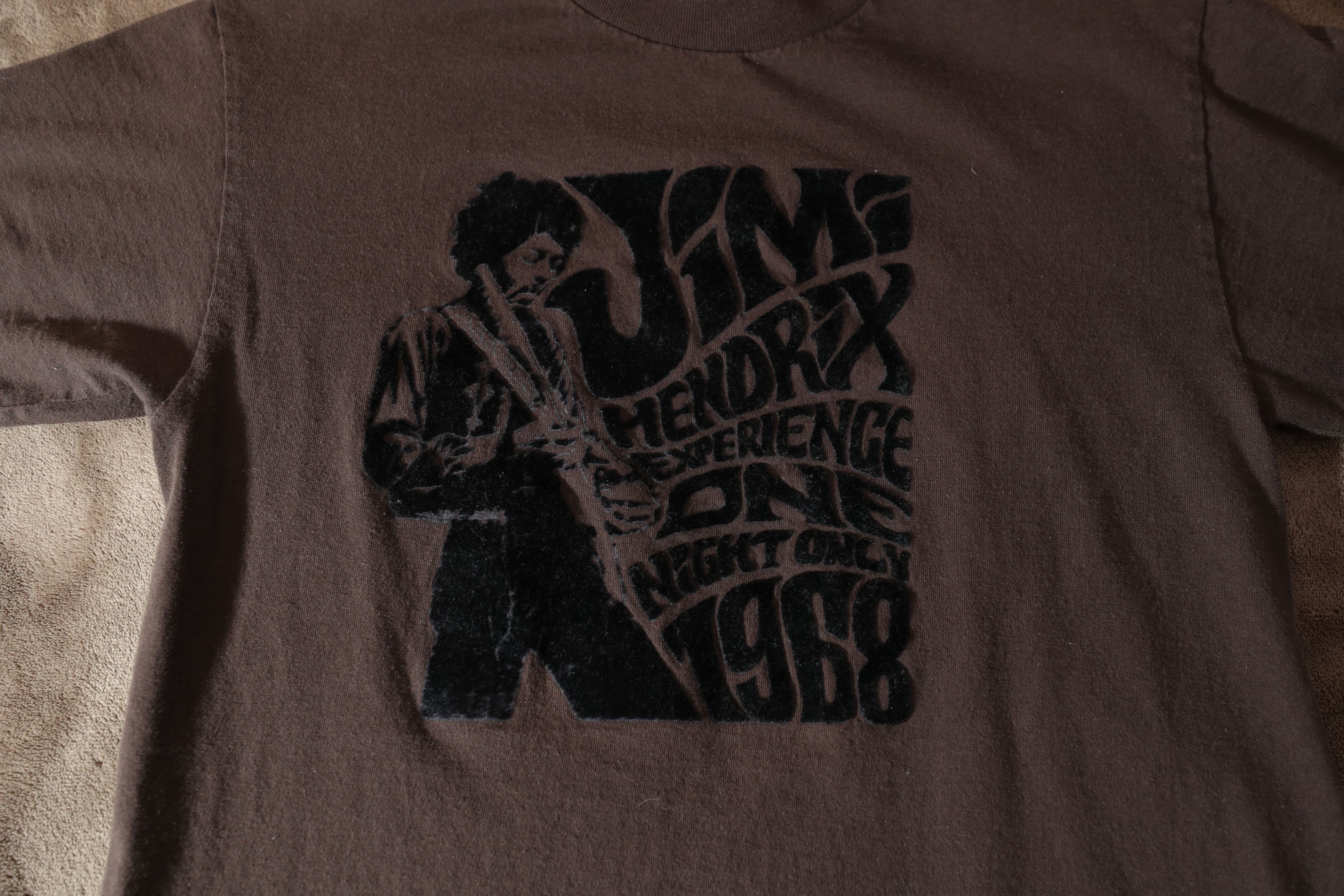 Jimi Hendrix Jimmi Hendrix Experience One Night Only 1968 Felt Tee (M) Size US M / EU 48-50 / 2 - 5 Thumbnail