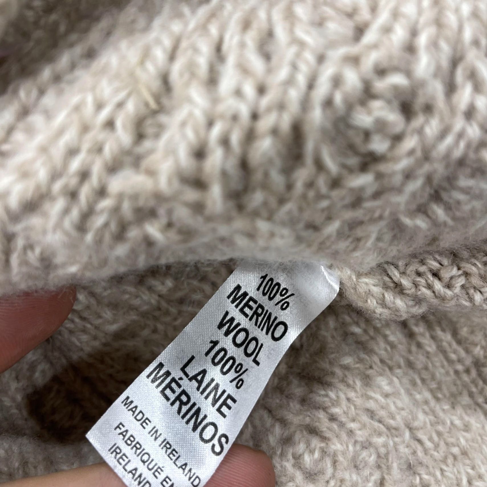 Vintage Aran Mor Sweater Cardigan Wool White Womens M Merino Cable Knit Front Pockets Ireland Winter Medium Size M / US 6-8 / IT 42-44 - 6 Thumbnail