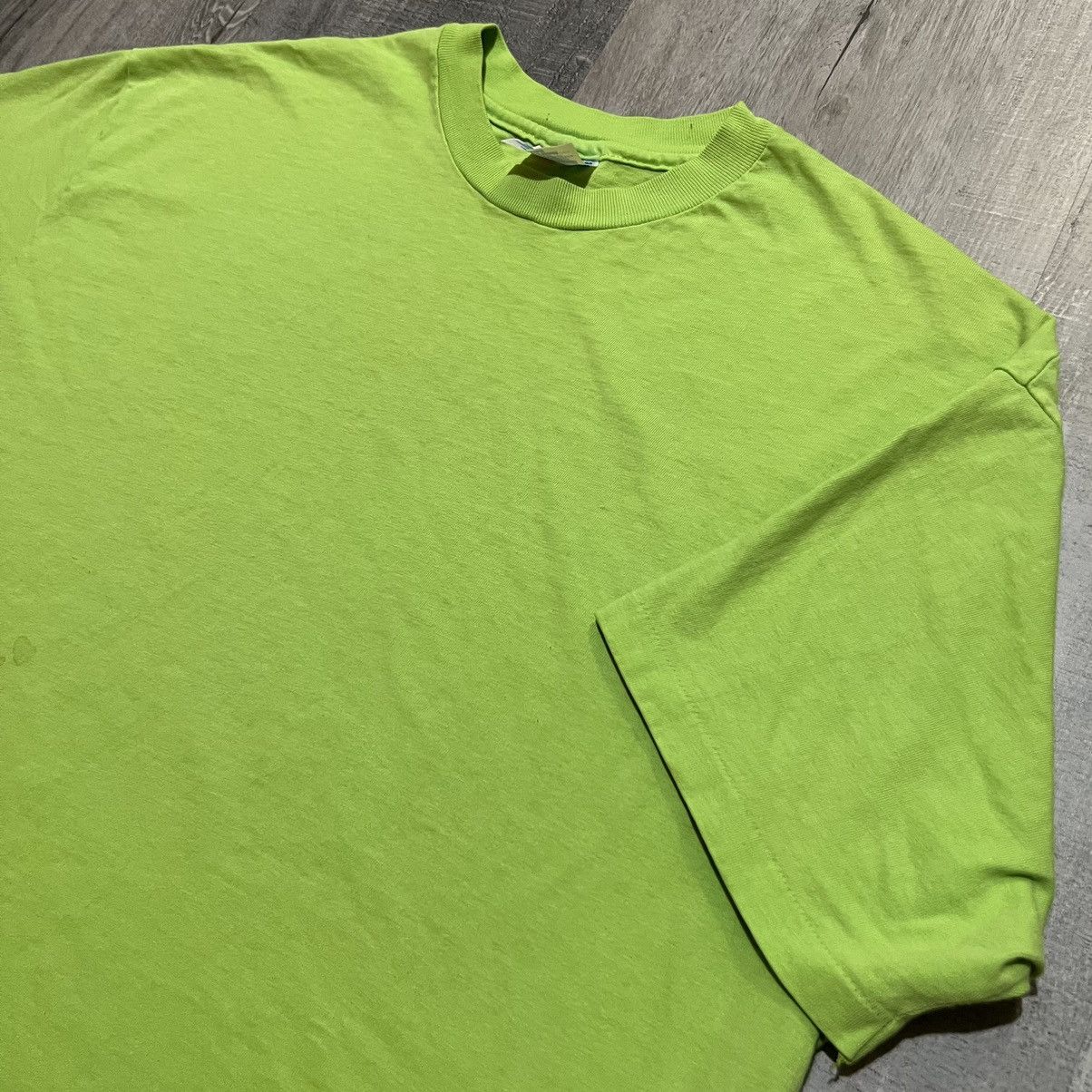 Hanes × Vintage VTG 1990s Blank Lime Green Single Stitch Solid T Shirt Size US XL / EU 56 / 4 - 2 Thumbnail