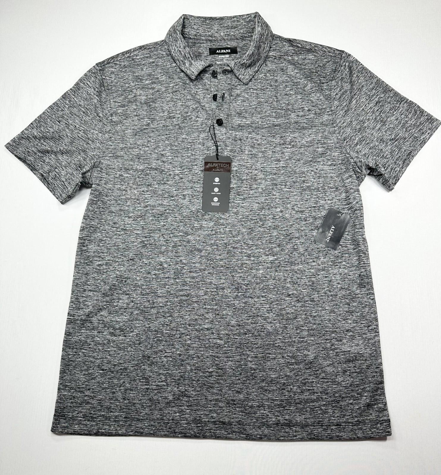 Alfani Alfani Stretch 1/4 Button Moisture Wicking Polo Shirt Gray S Size US S / EU 44-46 / 1 - 1 Thumbnail