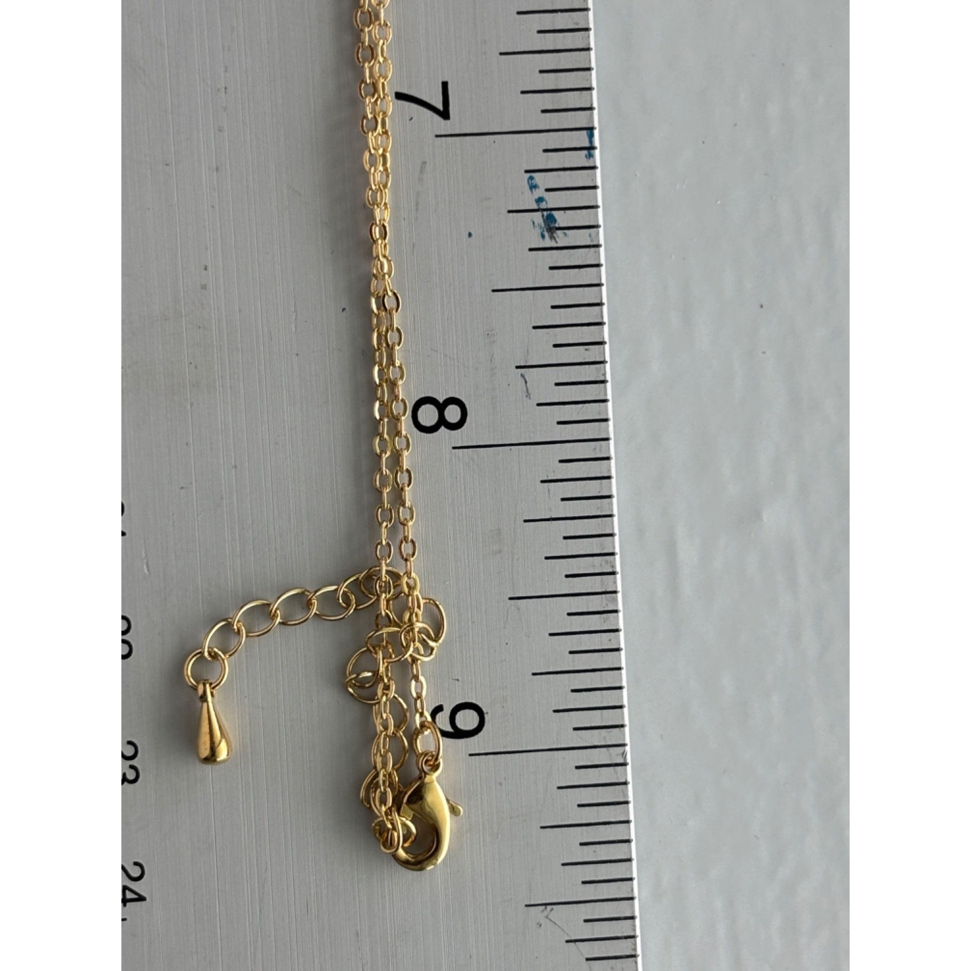 Other Gold Pendant Necklace W/ Green Teardrop Gemstone On Adjustab Size ONE SIZE - 4 Thumbnail