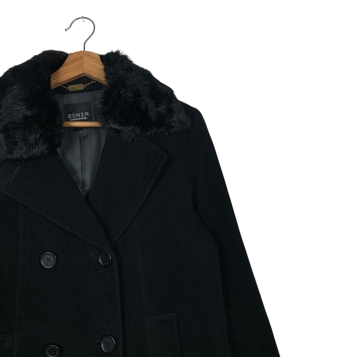 Sonia Rykiel SONIA RYKIEL Double Breast Wool Coat Fur Neck #1839-C80 Size S / US 4 / IT 40 - 5 Thumbnail