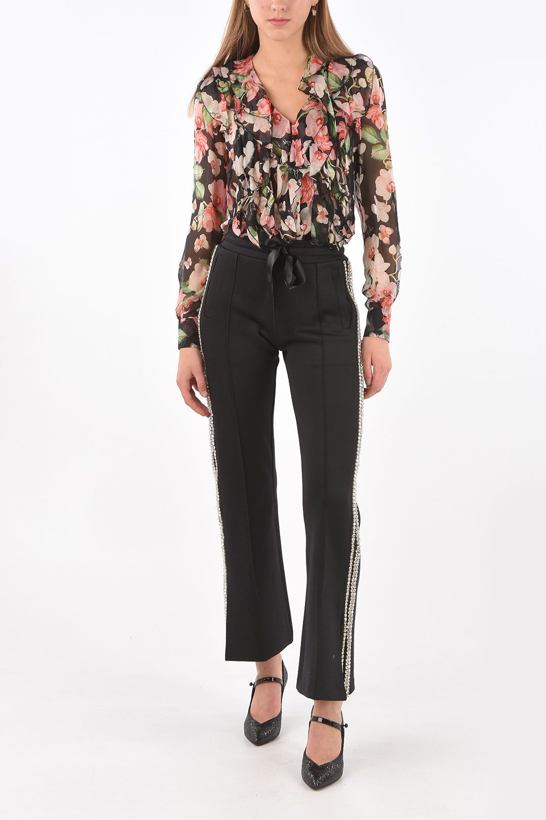 Philipp Plein og1mm0824 Elastic Waistband Crystal Pants in Black Size 30" / US 8 / IT 44 - 6 Thumbnail