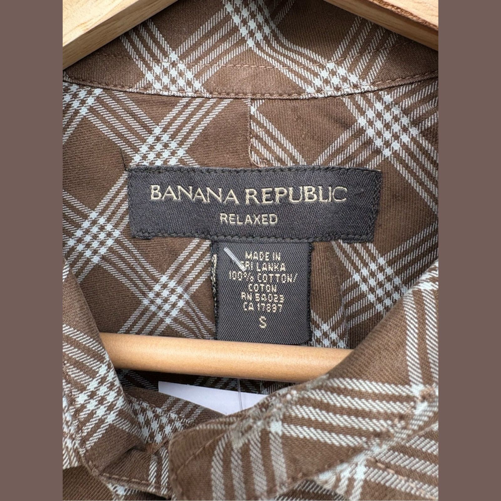 Banana Republic × Vintage VTG Buttondown Shirt Banana Republic Brown Plaid | 90s Prep Size US S / EU 44-46 / 1 - 2 Thumbnail