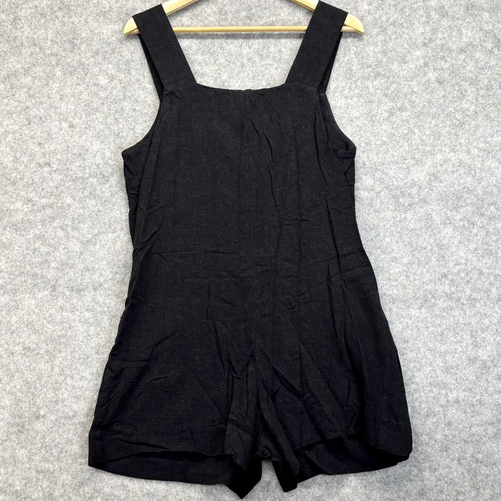 Topshop Topshop Romper Black Button Front Linen Blend Sleeveless Playsuit UK12 / 12 Women Regular Summer Spring Autumn Casual Party/Cocktail Travel Womens Size 34" / US 12 / IT 48 - 2 Thumbnail