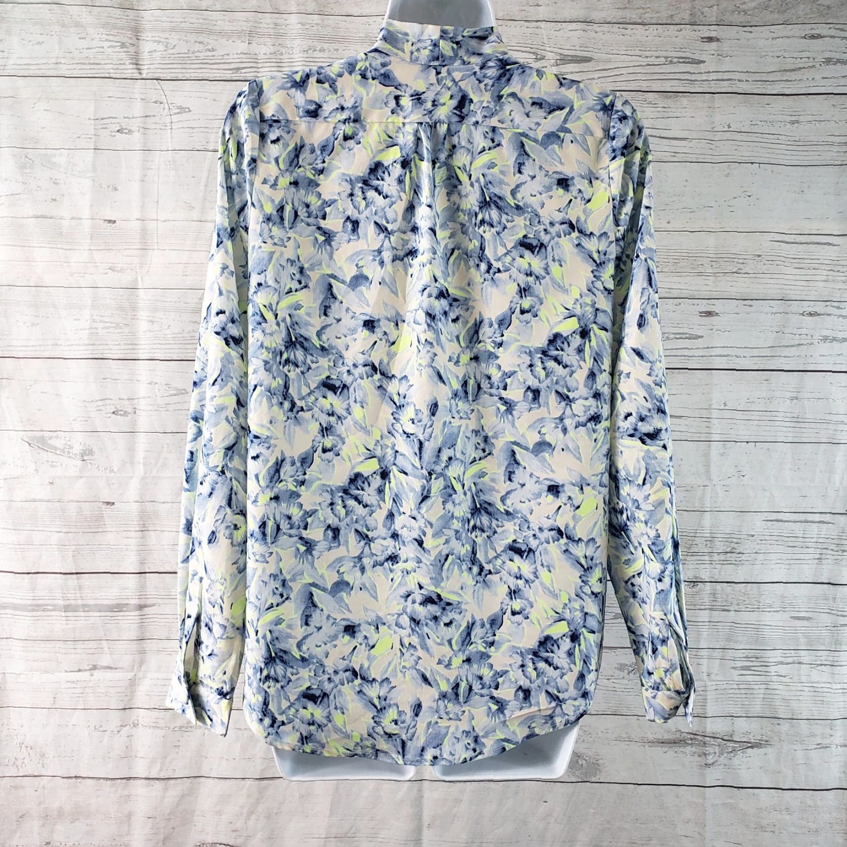 Vintage Lovers+Friends Womens Blouse S Blue Floral Long Sleeve V-Neck Shirt Size S / US 4 / IT 40 - 4 Thumbnail