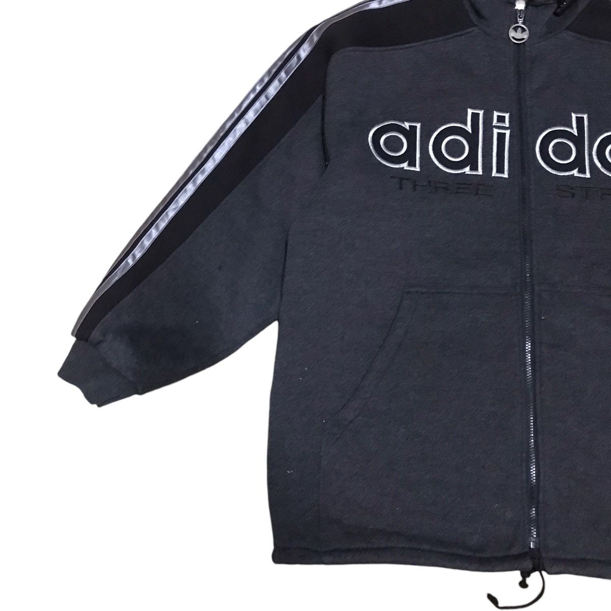 Adidas × Vintage VINTAGE 90s ADIDAS BIG LOGO THREE STRIPED HOODIE Size US L / EU 52-54 / 3 - 5 Thumbnail