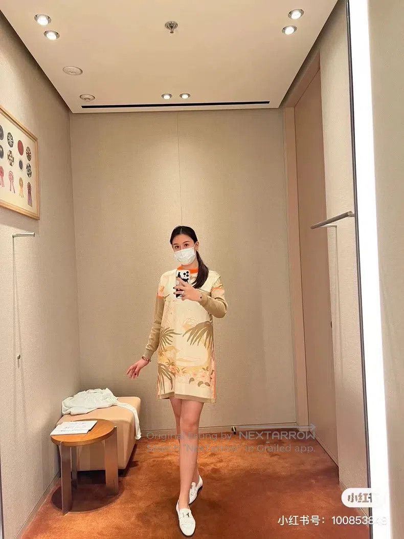 Hermes Hermes Printed silk mixed long-sleeve dress Size XXS / US 00 / IT 34 - 8 Thumbnail