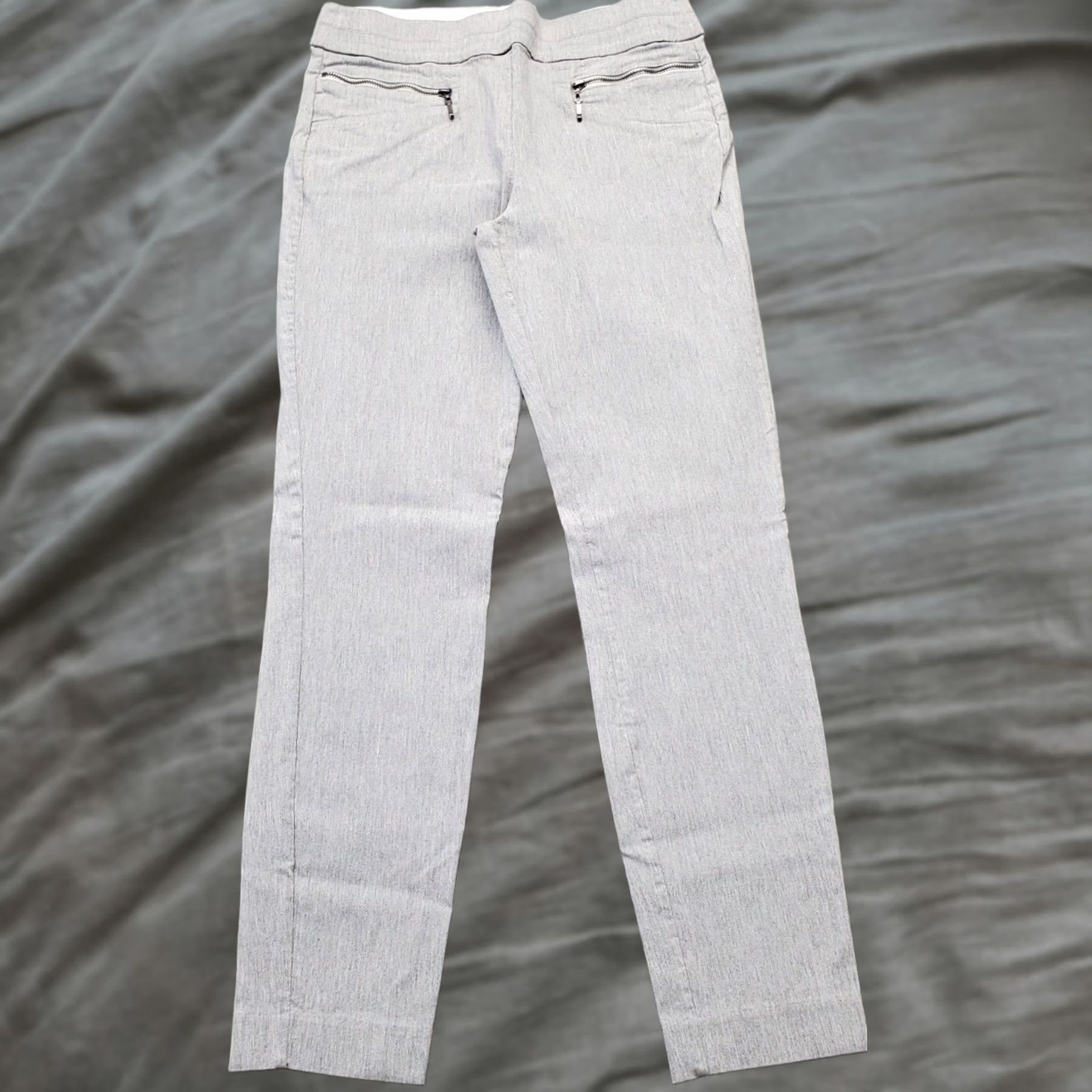 Vintage Leighton Pants Women Medium Gray Rayon Stretch Zipper Pockets High Waist Comfort Size M - Regular Fit, Ankle, Solid, Pockets, Flat Front, Inseam 26.5" Size 32" / US 10 / IT 46 - 1 Thumbnail