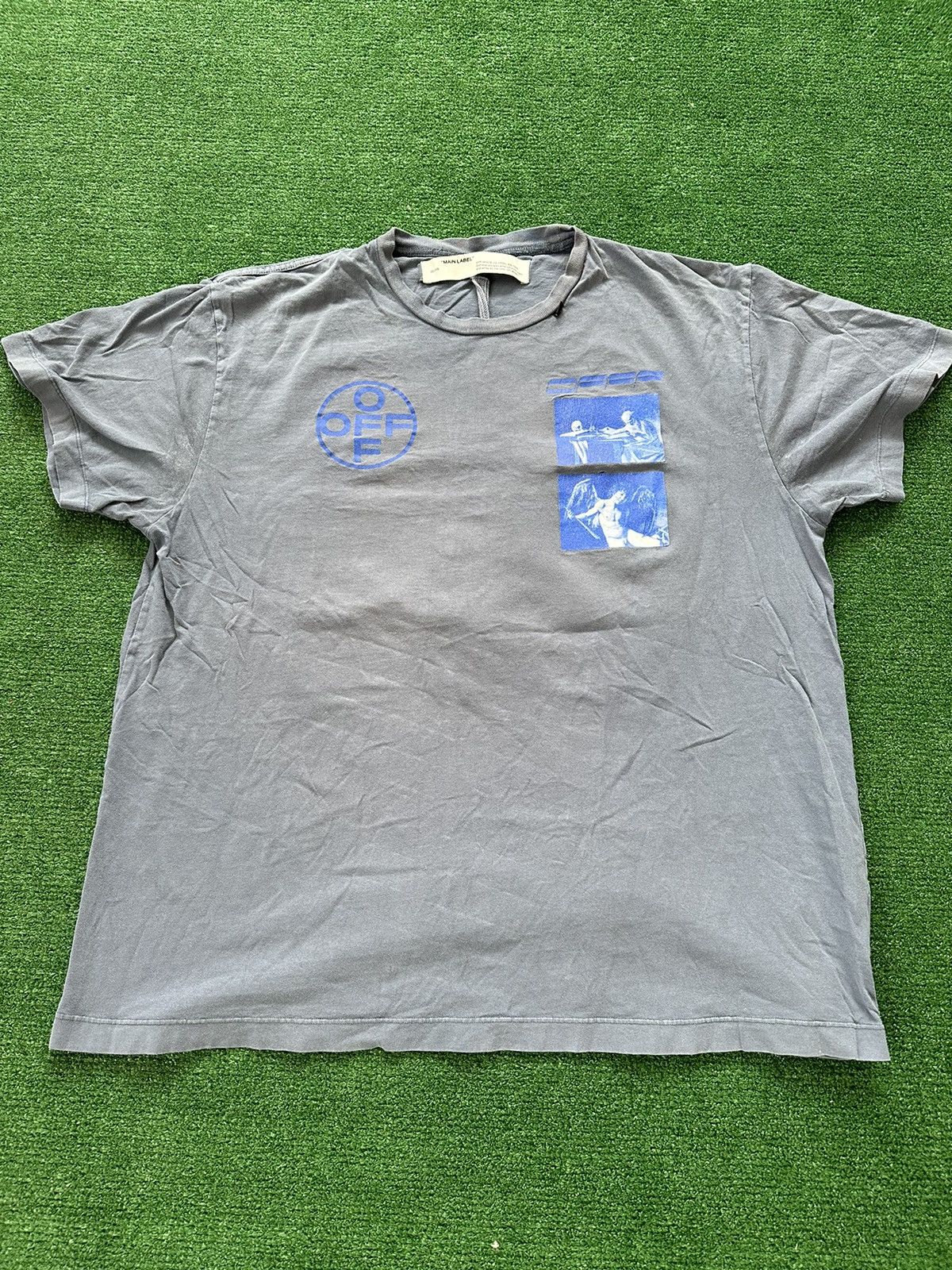 image of Off White Hardcore Caravaggio Short Sleeve T-Shirt Size Small in Navy, Men's