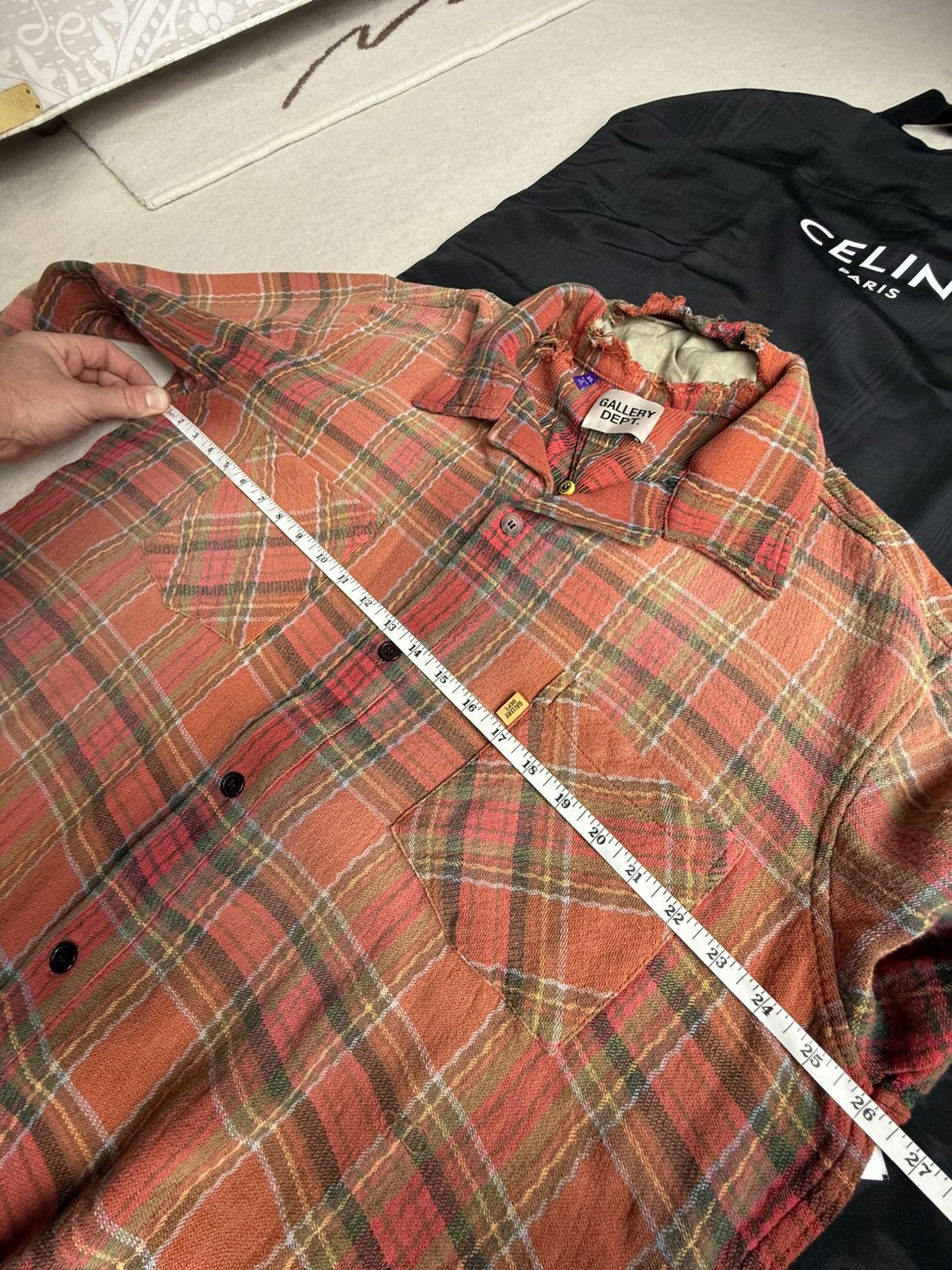 Gallery Dept. Gallery Dept Marley Distressed Checked Cotton-Flannel Shirt Size US XL / EU 56 / 4 - 5 Thumbnail