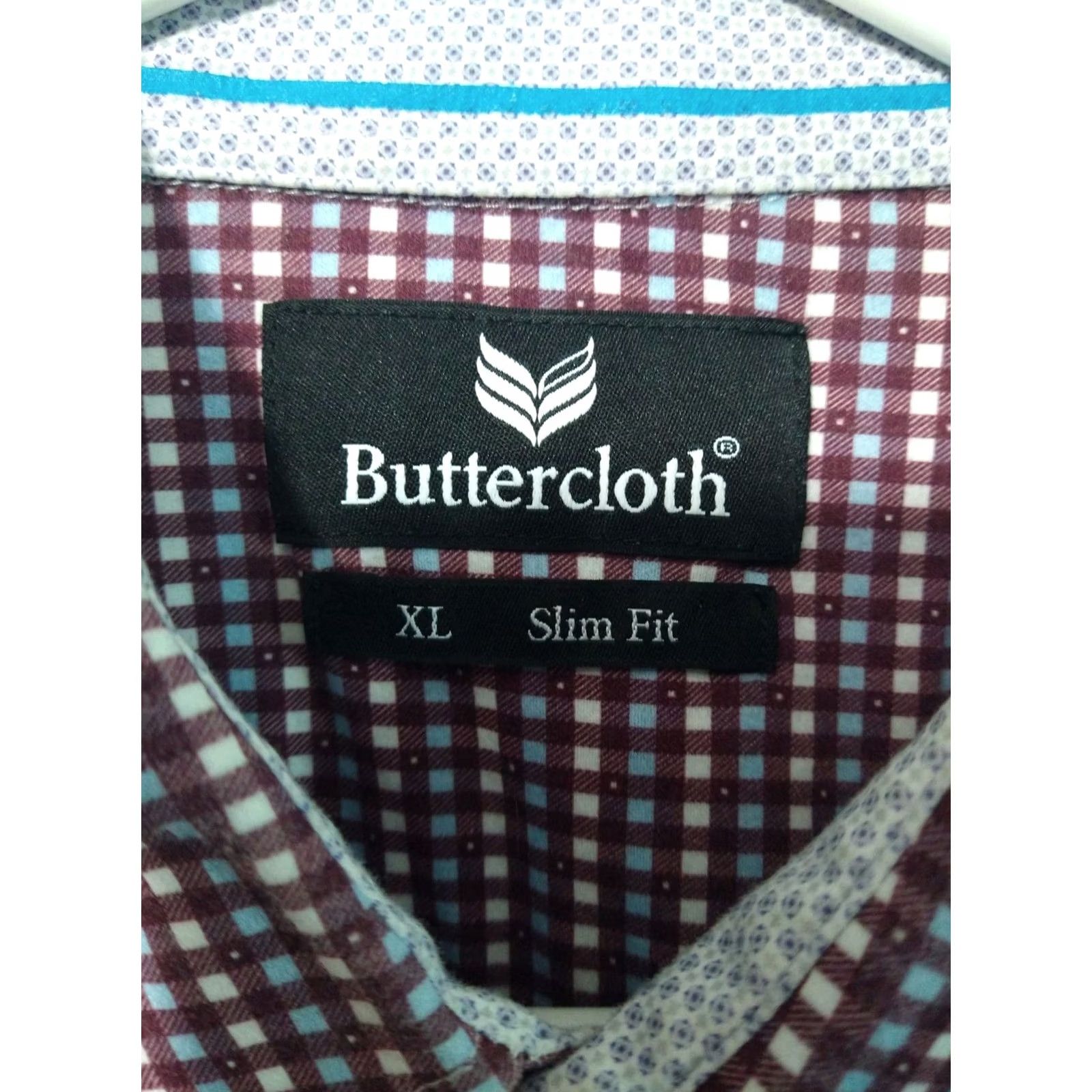 Buttero Butter Cloth Shirt Mens XL Purple Plaid Slim Fit Long Sleeve Button Up Cotton Size US XL / EU 56 / 4 - 7 Thumbnail