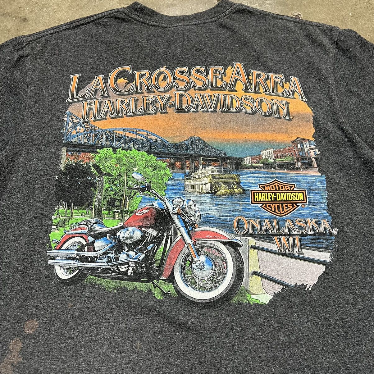 Harley Davidson × Vintage Vintage Harley Davidson Biker Tee Wisconsin Bulldog Faded Size US L / EU 52-54 / 3 - 7 Thumbnail