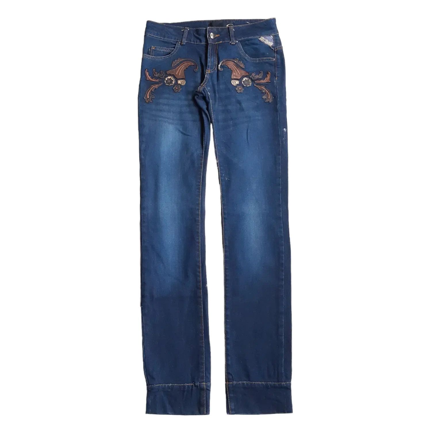 Roberto Cavalli Roberto Cavalli Just Cavalli Leather Patch Jeans Pants Size 28" / US 6 / IT 42 - 1 Thumbnail