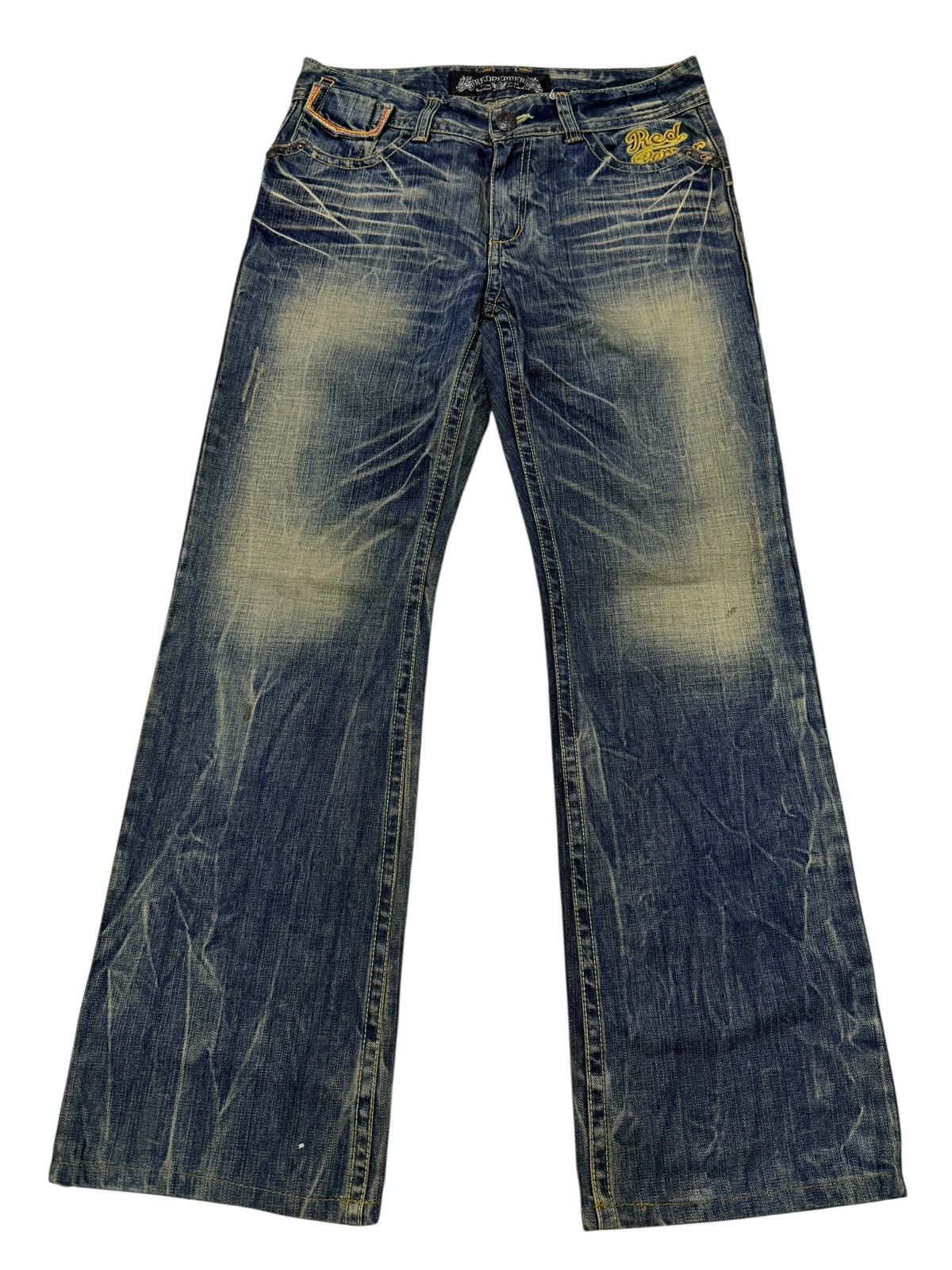 Le Grande Bleu (L.G.B.) Flared Jeans Red Pepper Faded Stretch Low Rise Boot Cut Size US 31 - 2 Thumbnail