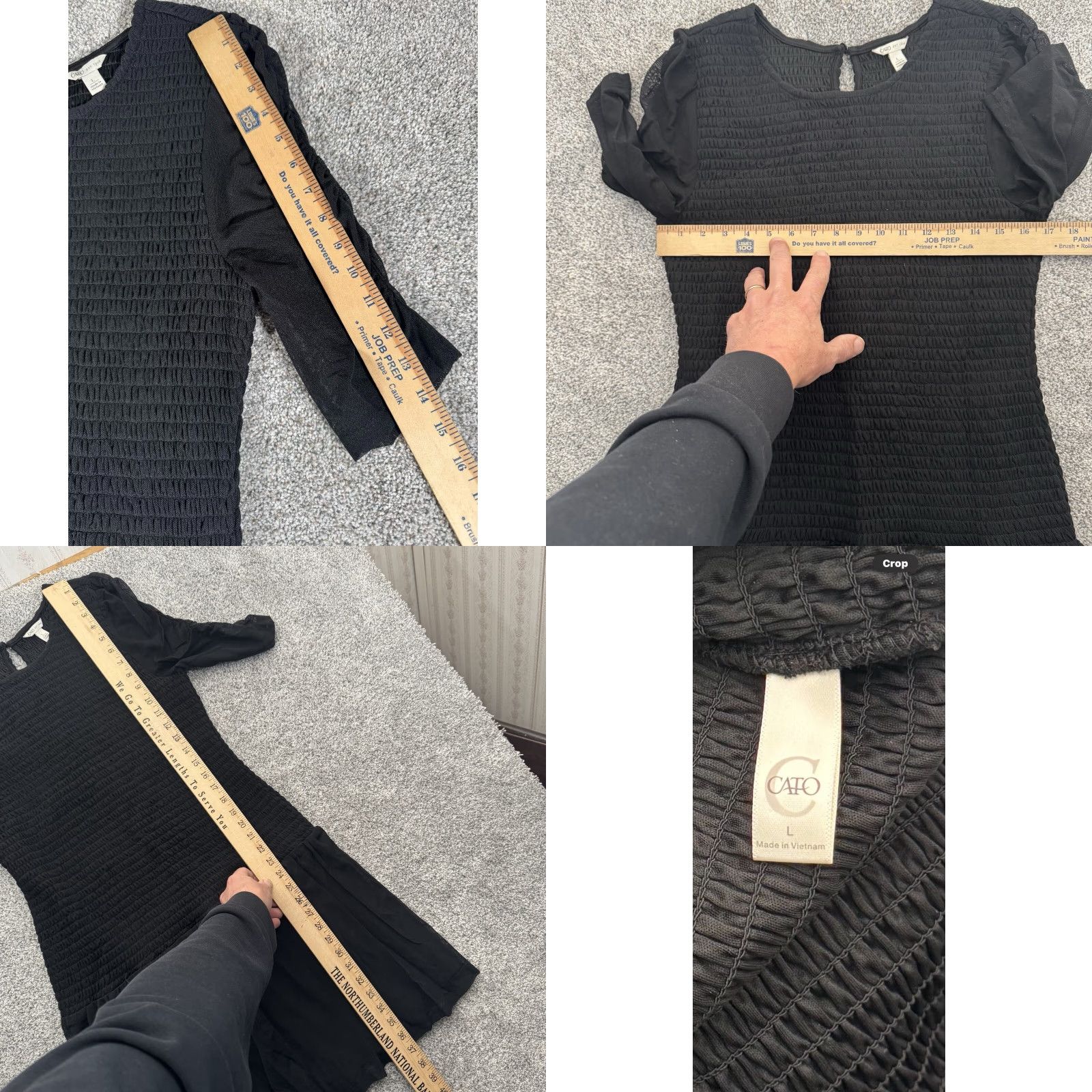 Vintage Cato Dress L Black Nylon Short Sleeve Round Neck Party Grunge Fit & Flare Knee Length Women Size L / US 10 / IT 46 - 8 Thumbnail