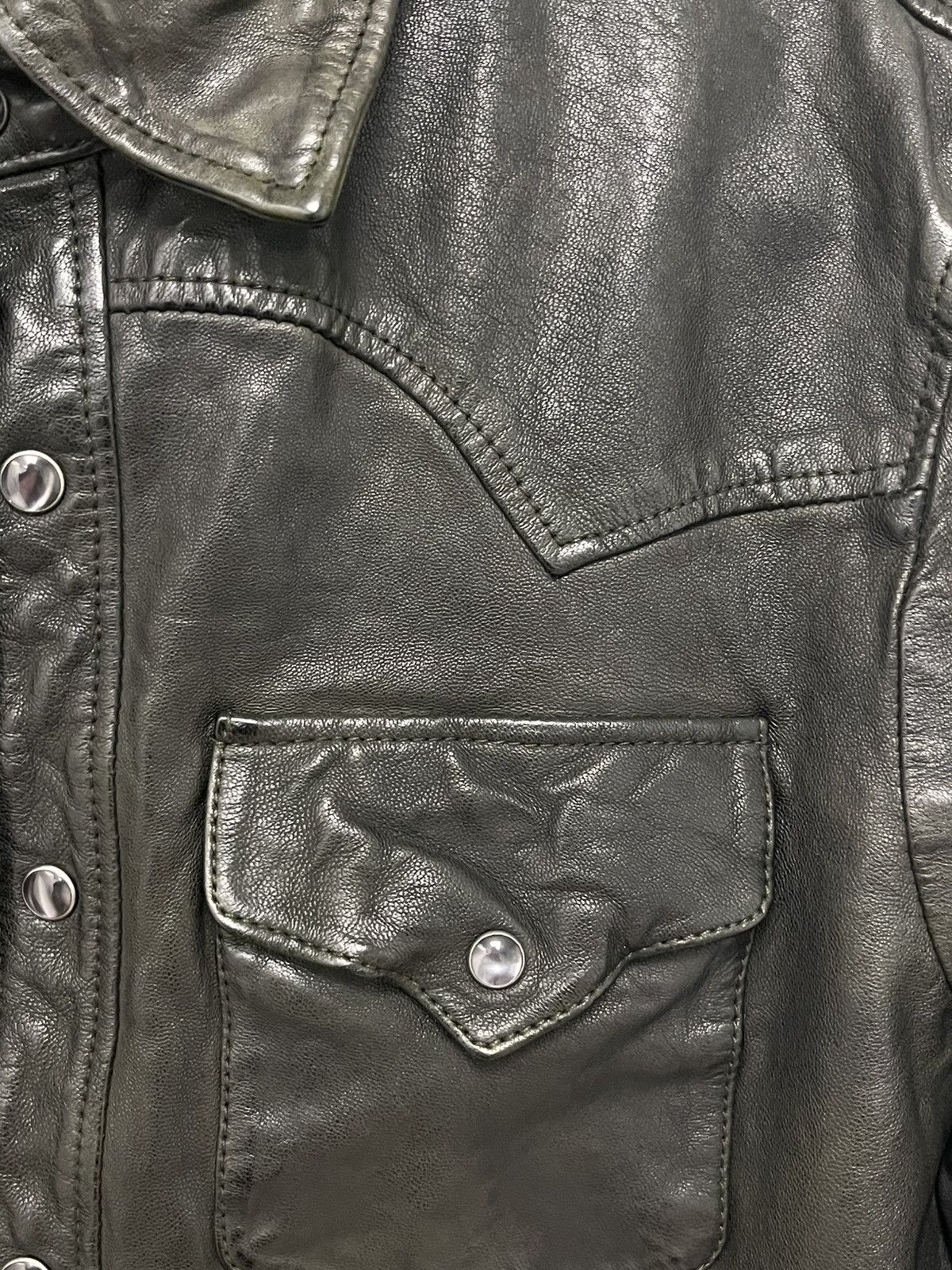 Ralph Lauren Washed Olive Green Leather Shirt Jacket SMALL Size US S / EU 44-46 / 1 - 10 Thumbnail