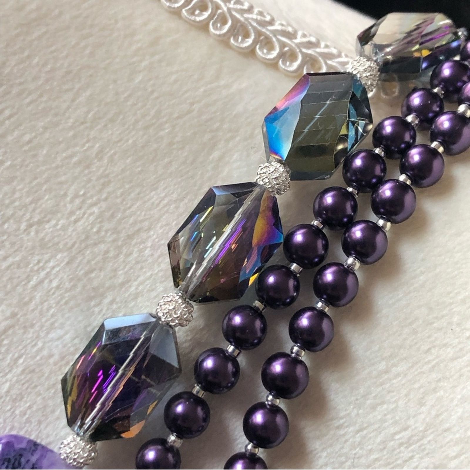 Handmade Handcrafted “purple power” genuine onyx necklace Size ONE SIZE - 11 Thumbnail