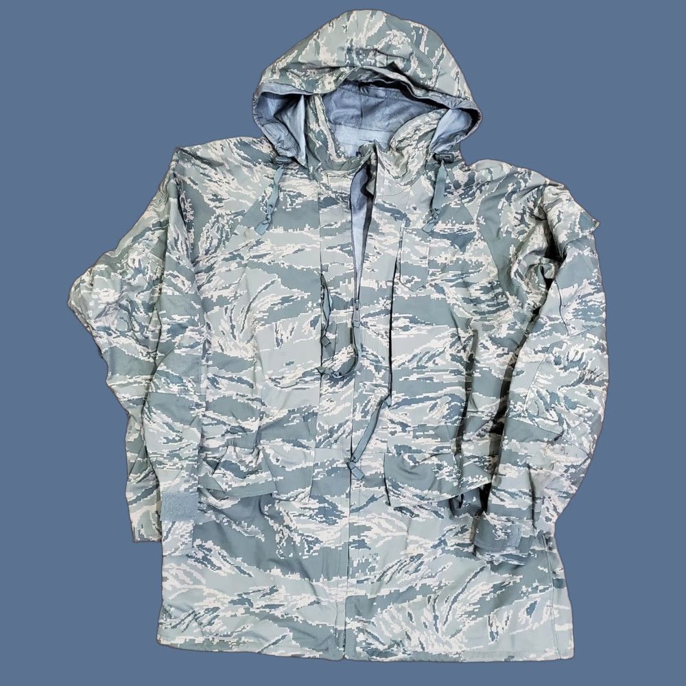 VINTAGE US Air Force APEC Jacket Mens Large Tiger Stripe Parka Camouflage Hooded