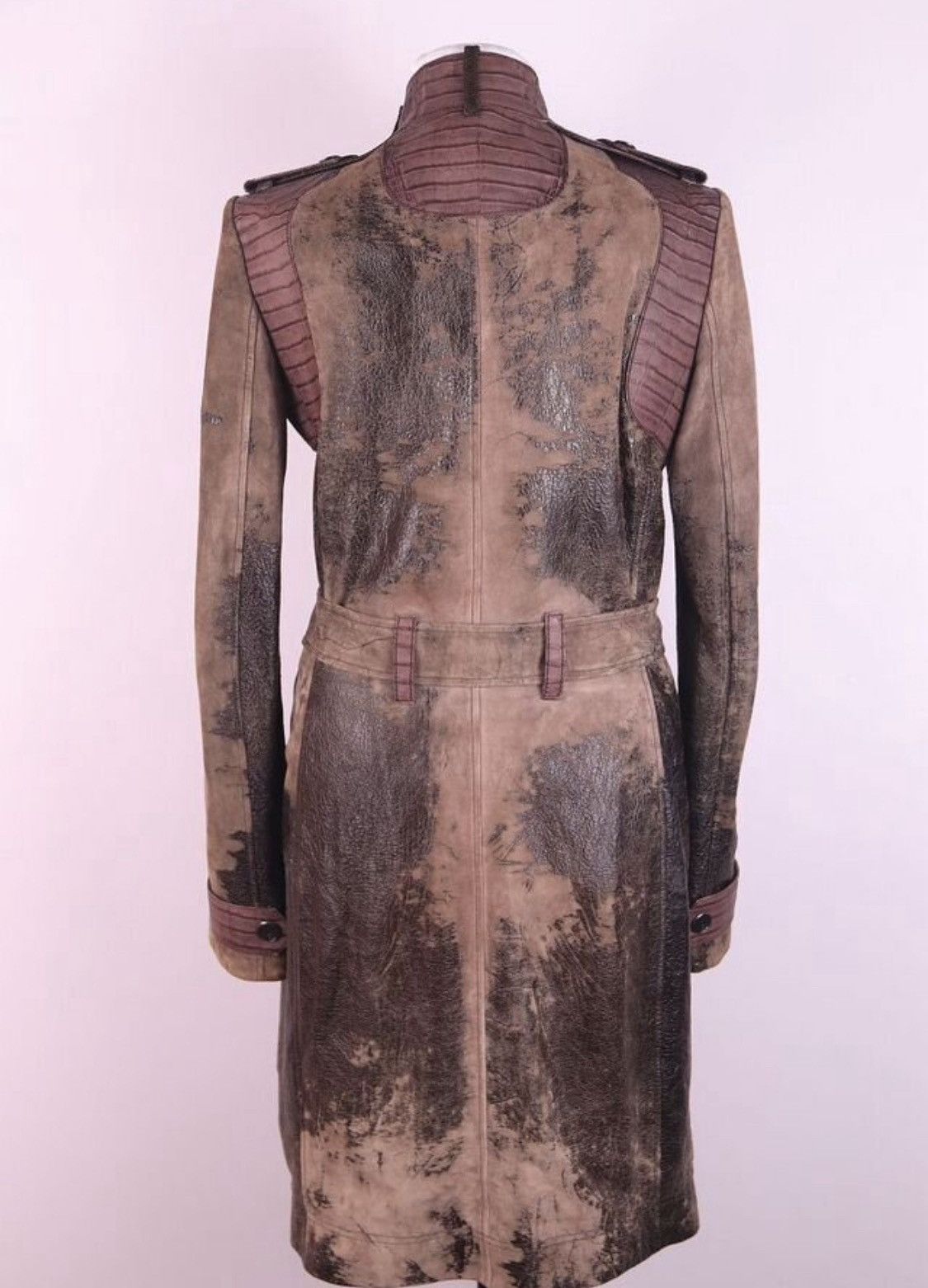 Dior Christian Dior Galliano 2006 Crocodile Embossed Leather Coat Size XS / US 0-2 / IT 36-38 - 2 Thumbnail