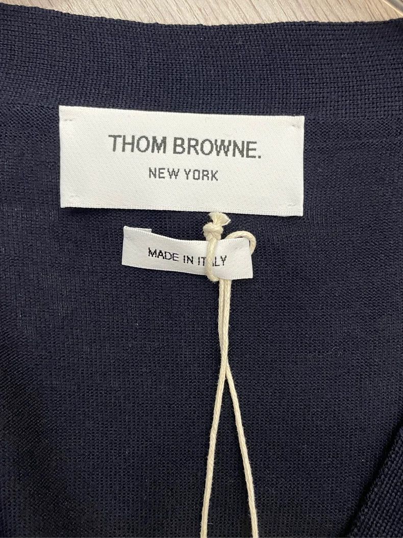Thom Browne Thom browne Dark blue four-striped wool knitted cardigan 25 Size US XL / EU 56 / 4 - 5 Thumbnail