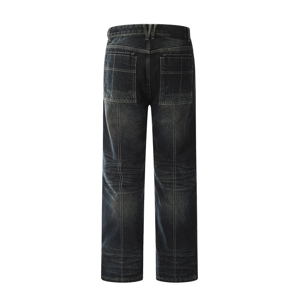 Vintage American retro washed loose casual men's straight leg jeans Size US 32 / EU 48 - 2 Thumbnail