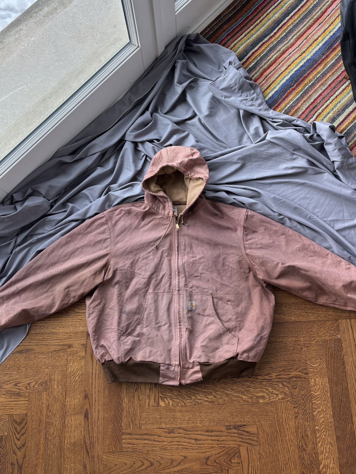Carhartt × Vintage Vintage Carhartt Hooded Detroit Jacket Rust Clay Thermal 90s Size US XL / EU 56 / 4 - 1 Thumbnail