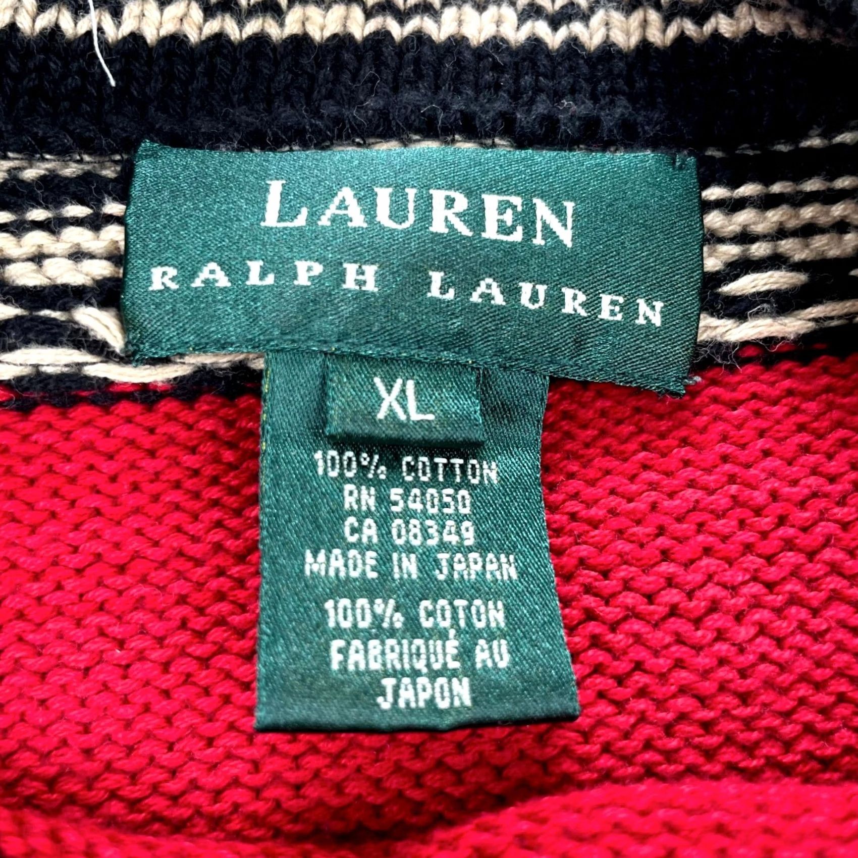 Ralph Lauren Lauren Ralph Lauren Sweater Womens XL Red Striped Cotton Chunky Knit Size XL / US 12-14 / IT 48-50 - 3 Thumbnail