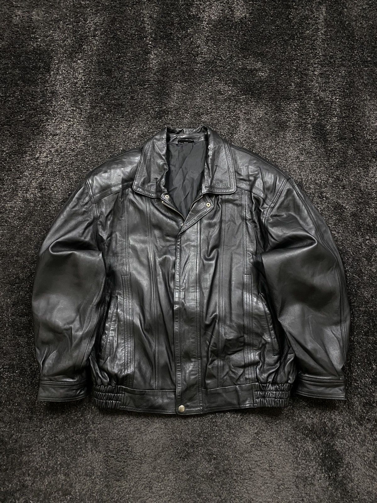 Japanese Brand × Leather Jacket × Vintage Vintage 90’s boxy oversized ...