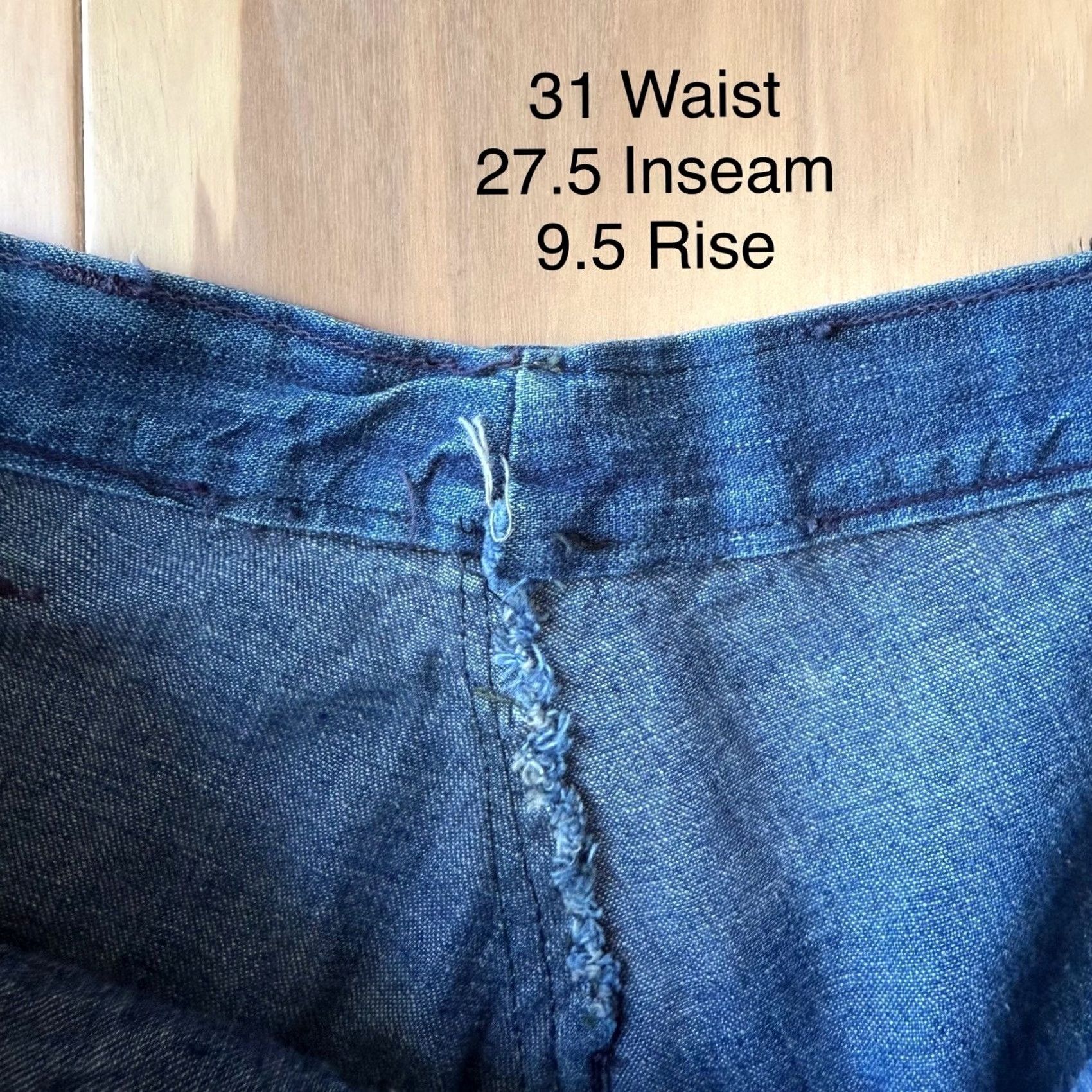 Vintage VINTAGE Navy Flare Pants 31 Blue Dark Wash 70s Military Seafarer Button Fly USA Size 24" / US 00 / IT 34 - 6 Thumbnail