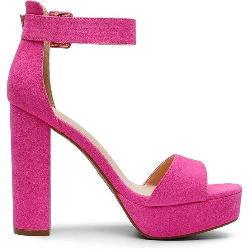 Other Dream Pairs Pink Faux Suede Ankle Strap Heels Size 8 Size US 8 / IT 38 - 2 Thumbnail