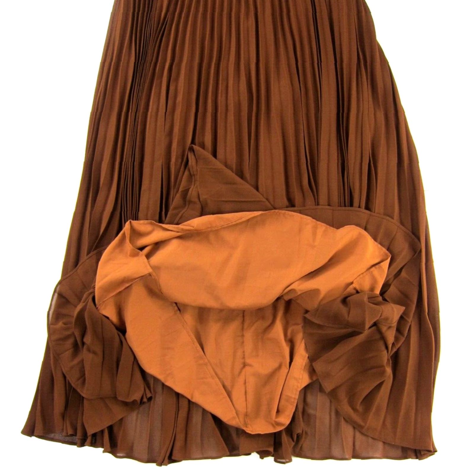 Nordstrom Melloday Nordstrom Brown Ruffle High Neck Sleeveless Long Maxi Gown Dress Large Size L / US 10 / IT 46 - 6 Thumbnail