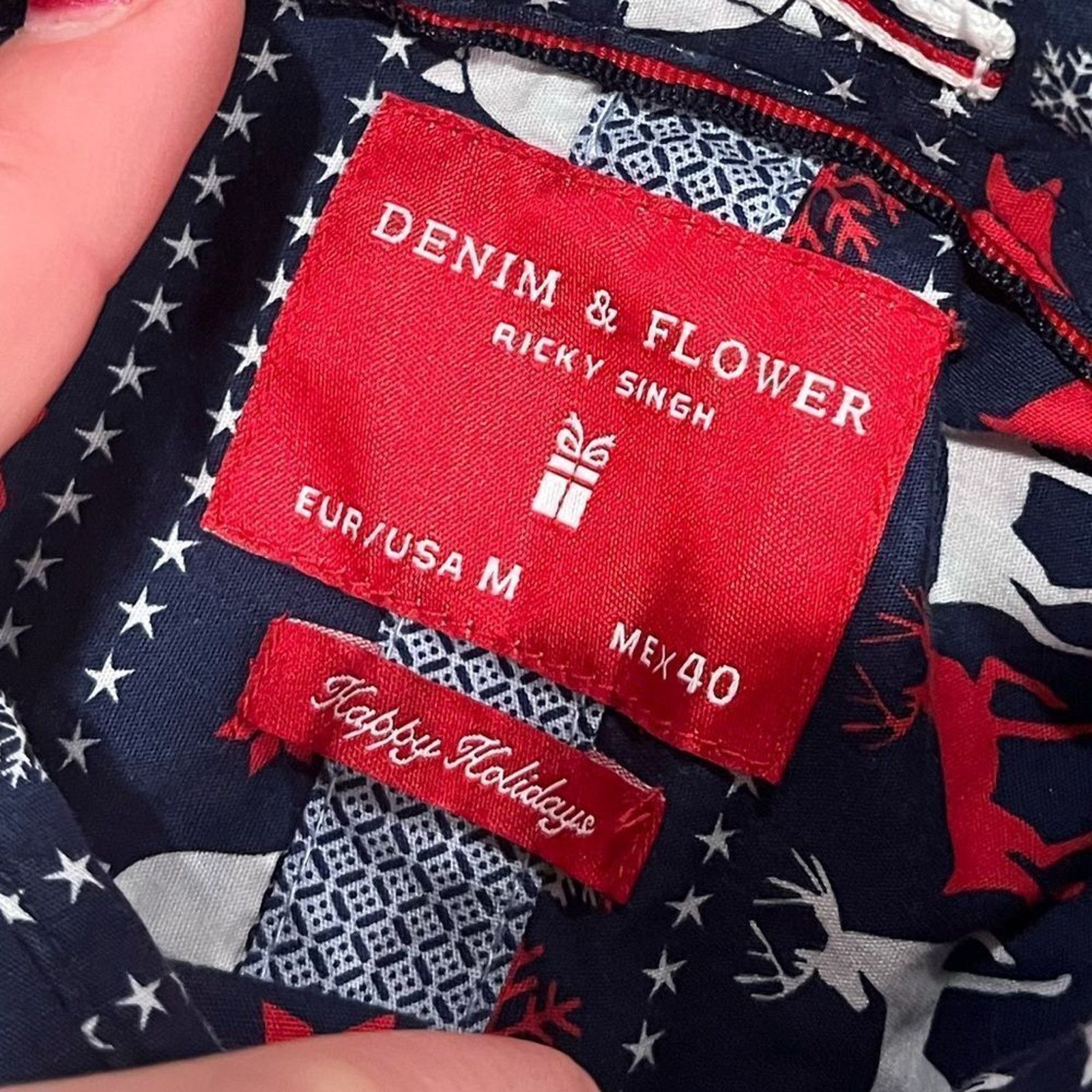 Vintage Denim & Flower Navy Christmas Button Front Shirt Size M Size US M / EU 48-50 / 2 - 2 Thumbnail