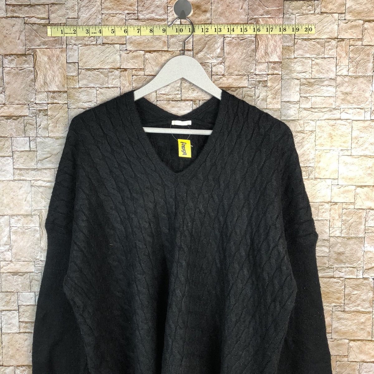 GU × Homespun Knitwear GU Black aran isle cable Knitwear japan #A1059 Size XL / US 12-14 / IT 48-50 - 2 Thumbnail