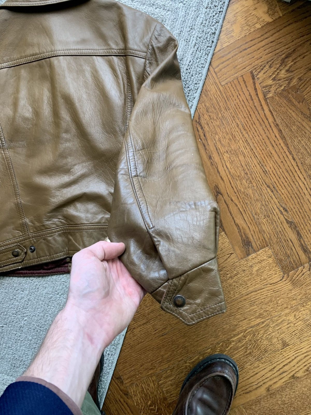 Danier × Vintage 1970s Leather Jacket Pants Vintage Matching Two Piece Set 60 Size M / US 6-8 / IT 42-44 - 14 Thumbnail