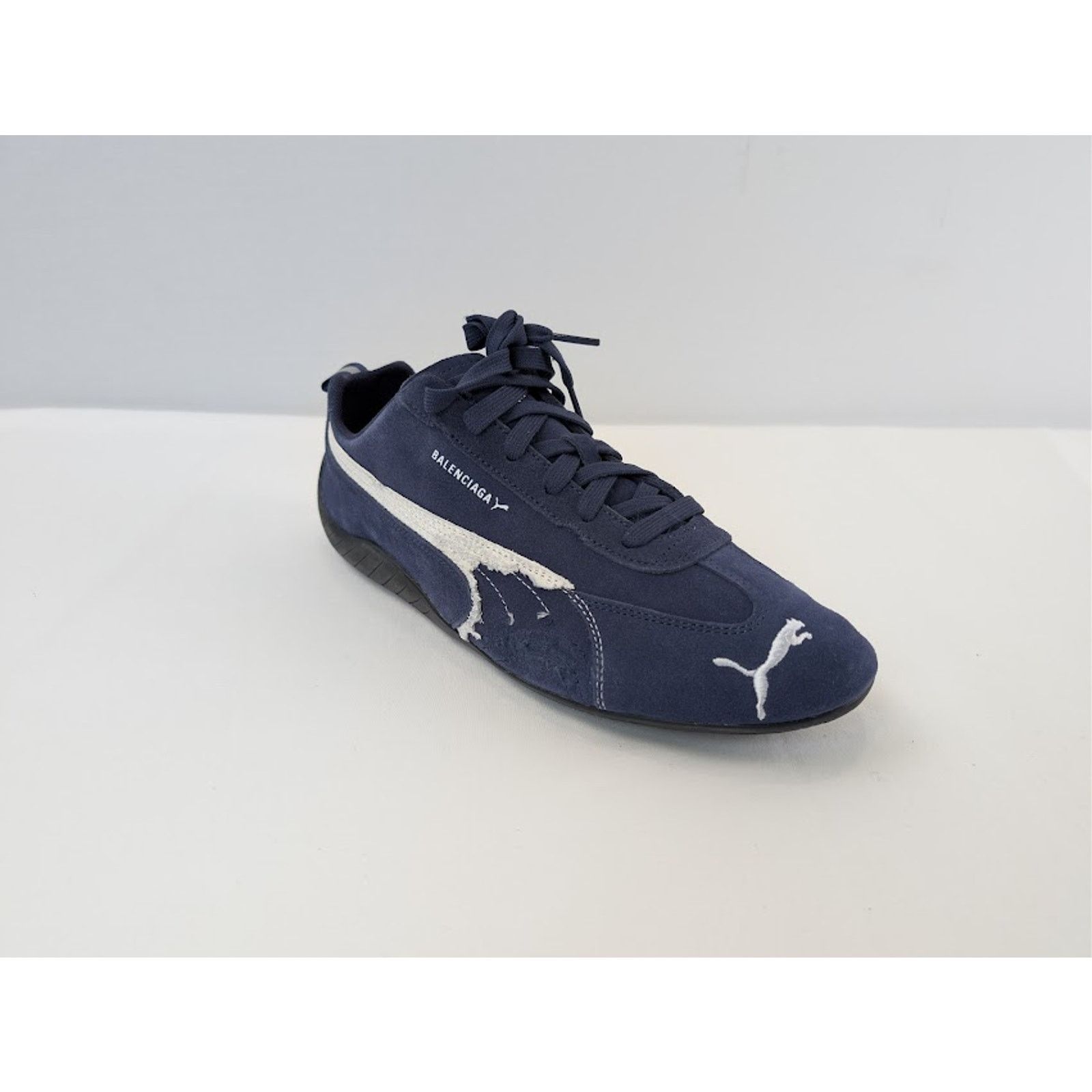 Balenciaga × Puma o1rshd1 Speedcat Destroyed Low Top Sneaker in Navy / White Size US 12 / EU 45 - 3 Thumbnail