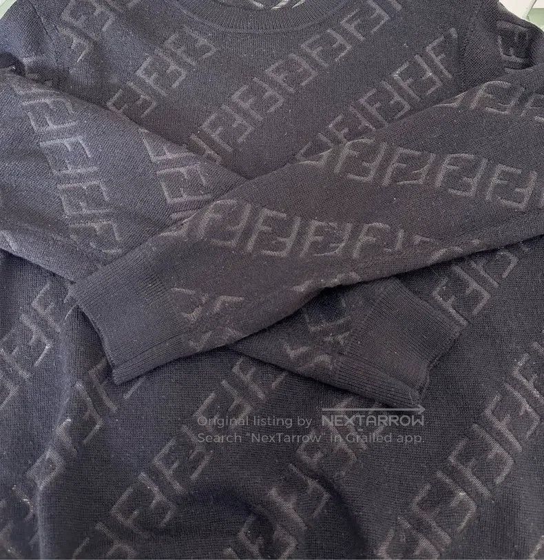 Other Fendi Men's knitted wool sweater with velvet full print lo Size US S / EU 44-46 / 1 - 6 Thumbnail