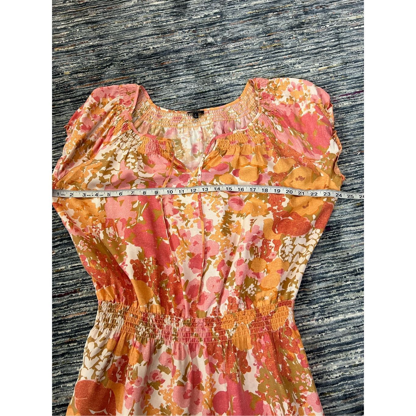 Other Talbots Dress Orange Pink Floral Print Cap Sleeve Cinched Wa Size L / US 10 / IT 46 - 6 Thumbnail