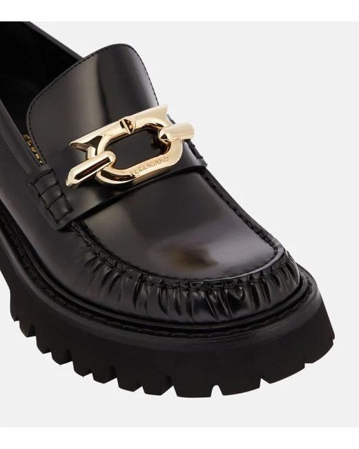 Salvatore Ferragamo o1s1rm0724 Ingrid Leather Loafers in Black Size US 5.5 / IT 35.5 - 4 Thumbnail
